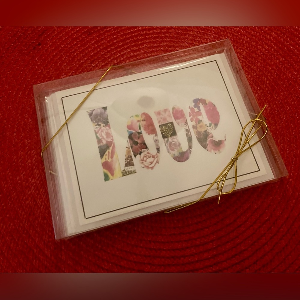 Handmade Set Of 4 “Love” Blank Notecards Envelopes in Clear Sleeves Size A2